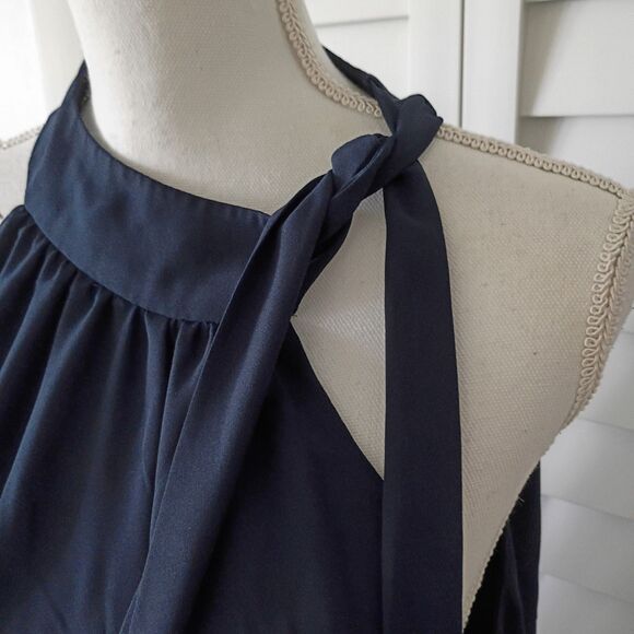 Versona navy‎ women's tie shoulder halter blouse XL - Picture 4 of 10